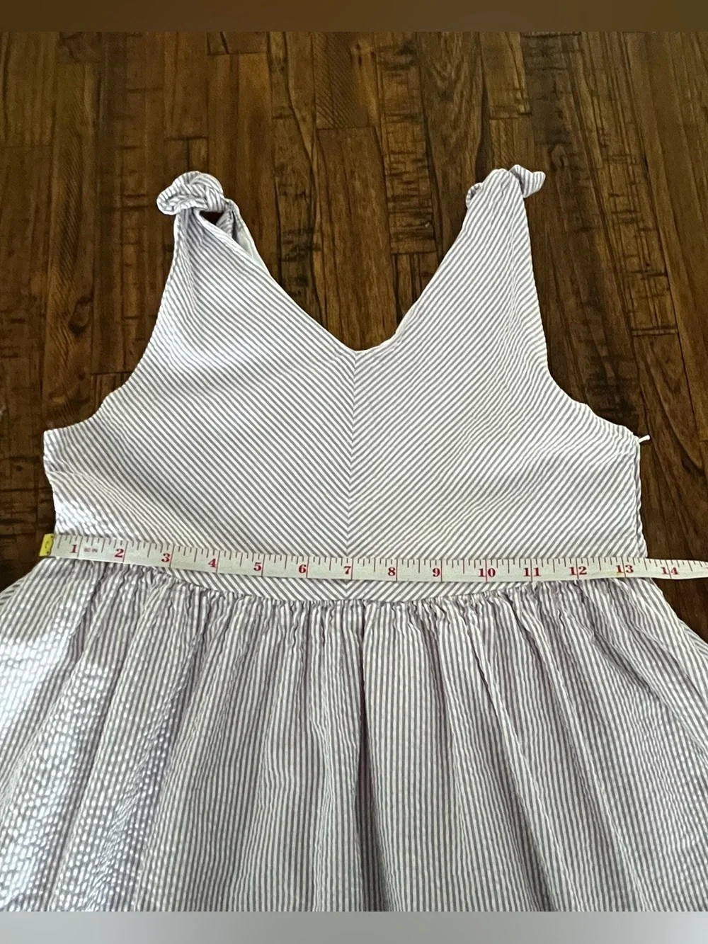Hope and Henry Striped Tie-Shoulder Kids Dress Lavender White Organic‎ Cotton 10